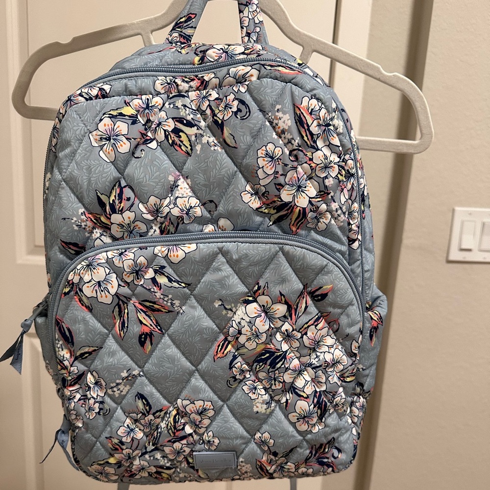 Vera Bradley Blue With Flowers Comfy Bookbag